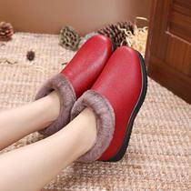 Winter old Beijing womens cotton shoes velvet anti-slip warm snow boots casual middle-aged and elderly mothers shoes work shoes