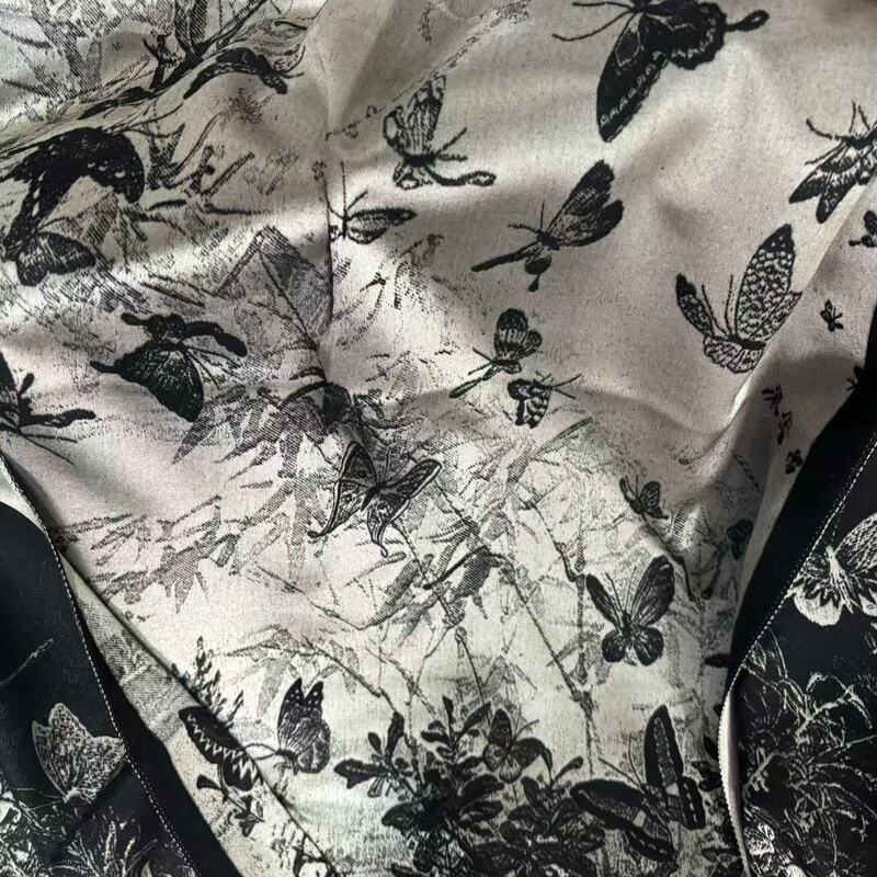 [Black Gold Butterfly] 70*180 Heavy Velvet Cotton High-End National Style Silk Scarf - K20