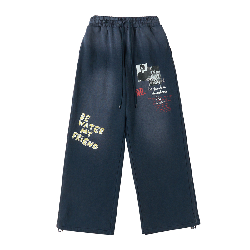 Saxgenwon'Bruce Lee' American-Style Printed Washed Vintage Wide-Leg Straight Loose Baggy Sweatpants Saxgenwon'Bruce Lee' American-Style Printed Washed Vintage Wide-Leg Straight Loose Baggy Sweatpants