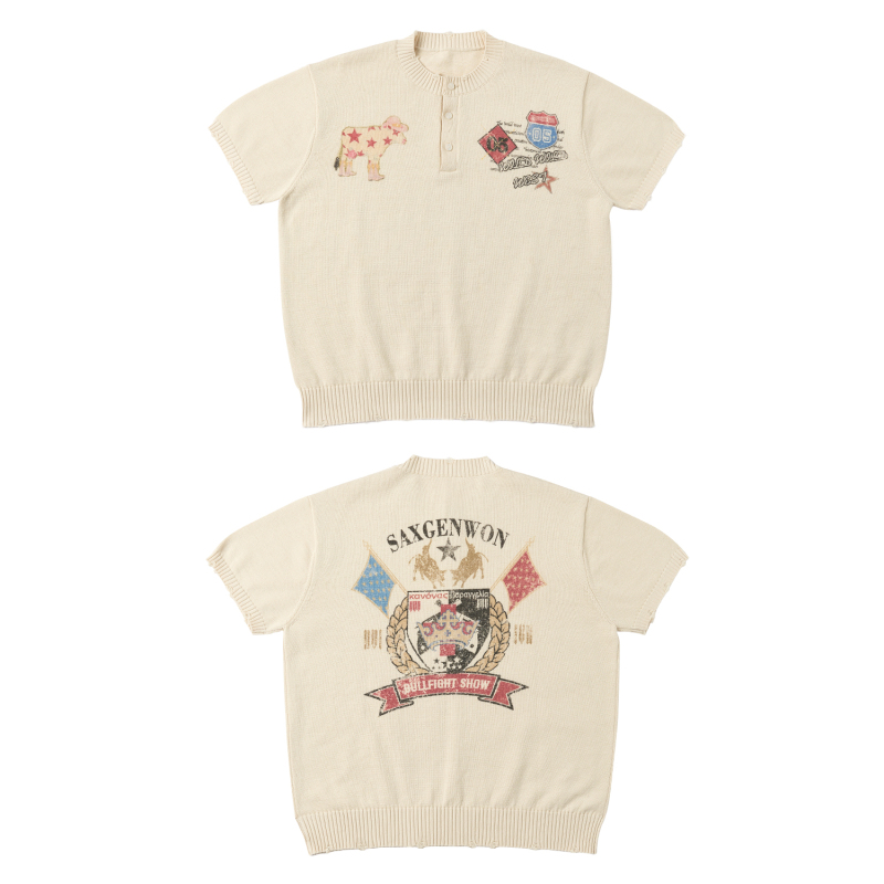 Saxgenwon'Playful Cow' Digital Print Knitted Sweater Summer Short Loose Fit Top Short Sleeve T-Shirt Saxgenwon'Playful Cow' Digital Print Knitted Sweater Summer Short Loose Fit Top Short Sleeve T-Shirt