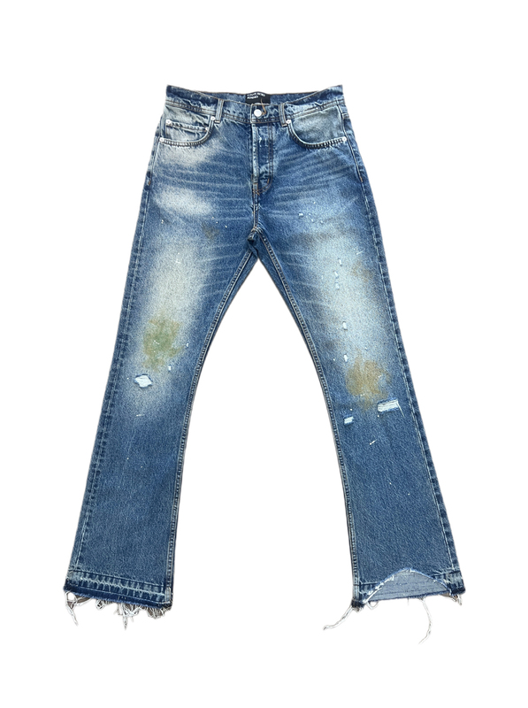 (in Stock, Ships Immediately) Erd Style Blue Burnt Distressed Washed Jeans (in Stock, Ships Immediately) Erd Style Blue Burnt Distressed Washed Jeans