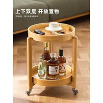 Mobile side table sofa small coffee table bedside storage rack mini bedside trolley wheeled balcony small round table
