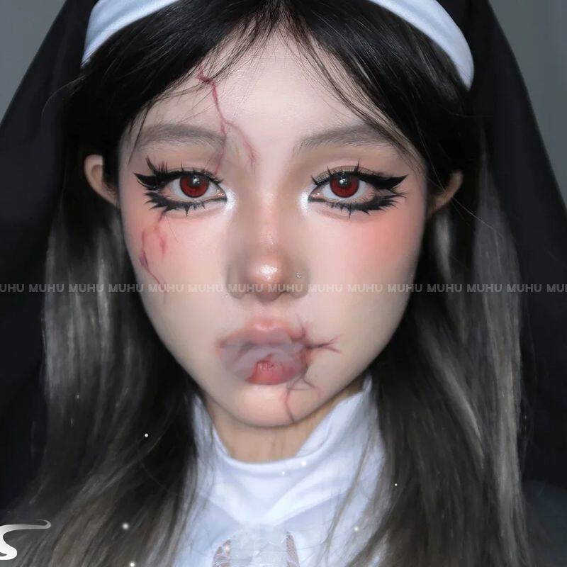 Girl's Prayer Halloween Hot Item Realistic Nun Makeup Colorful Temporary Tattoo Stickers for Face Niche Dark Style