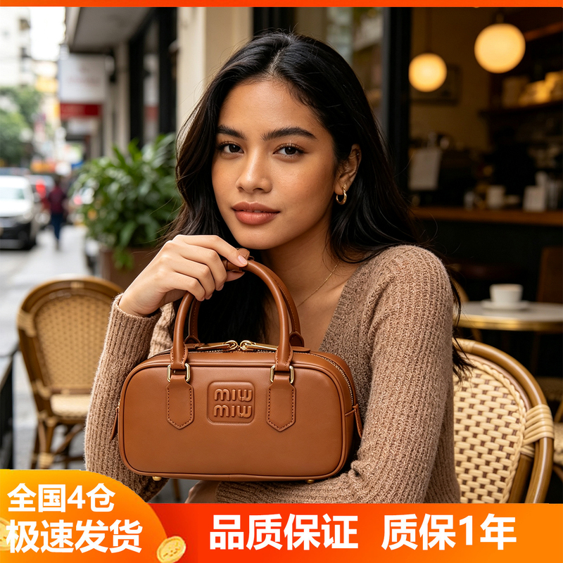 Genuine Leather Bowling Bag, Shoulder Crossbody Boston Pillow Bag, High-Grade Cowhide Handbag, Retro Hot Girl New Style Genuine Leather Bowling Bag, Shoulder Crossbody Boston Pillow Bag, High-Grade Cowhide Handbag, Retro Hot Girl New Style