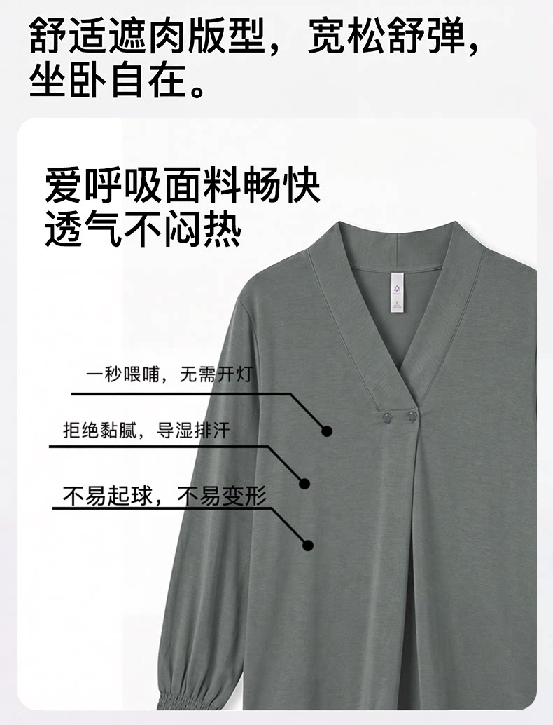 猫人月子服哺乳睡衣2026年新款薄款吸汗产妇专用孕妇喂奶家居服 — 8