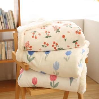 Simple small fresh printed milk velvet blanket office lamb fleece leisure blanket car wool blanket