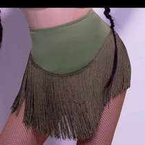 Latin dance skirt dance clothing new pants womens half-length skirt adult high-waisted fringed pants skirt practice skirt