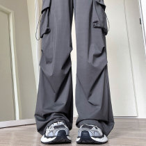 Kailer stone overalls womens summer thin 2024 new parachute casual wide-leg high-waist sports pants for small people