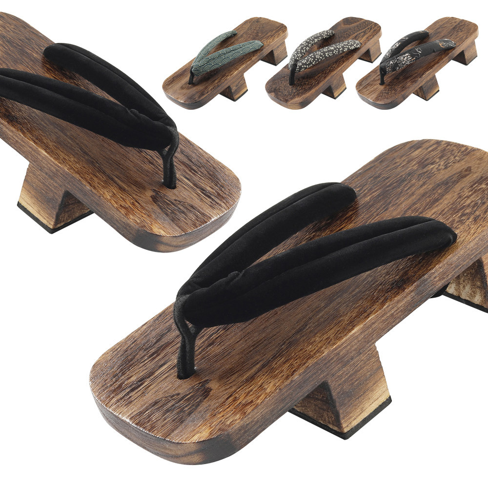 カジュアルな室内着、屋外用、二本歯の木製サンダル、メンズ、和風コスプレ木製スリッパ、身長アップ、滑り止め、ビーチサンダル、和風サマーサンダル