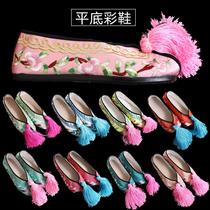 Opera drama Hua Dan shoes ancient embroidered shoes colored shoes bride shoes Xiuhe shoes flat soles lady maid shoes