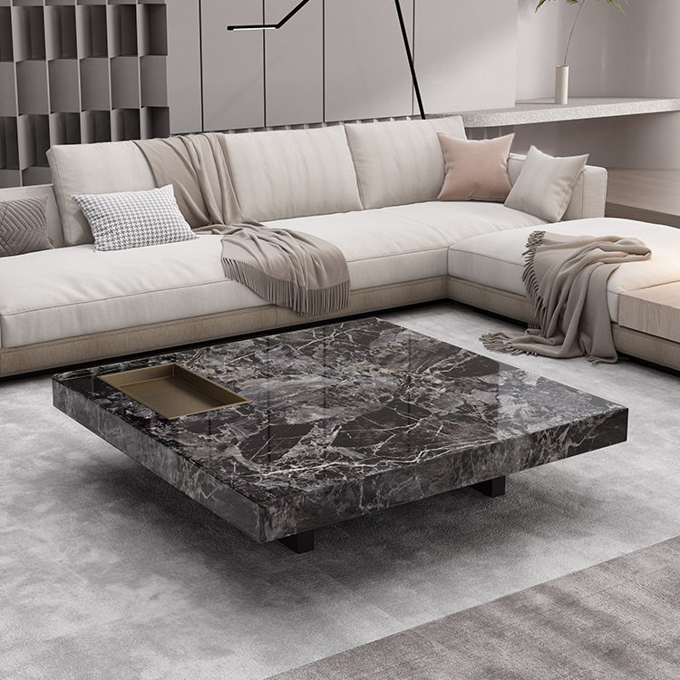 minotti 意式极简方形岩板茶几客厅家用现代简约大户型高级感轻奢
