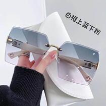 Frameless edge-cut sunglasses for women 2024 new high-end sunglasses sunglasses polarized glasses