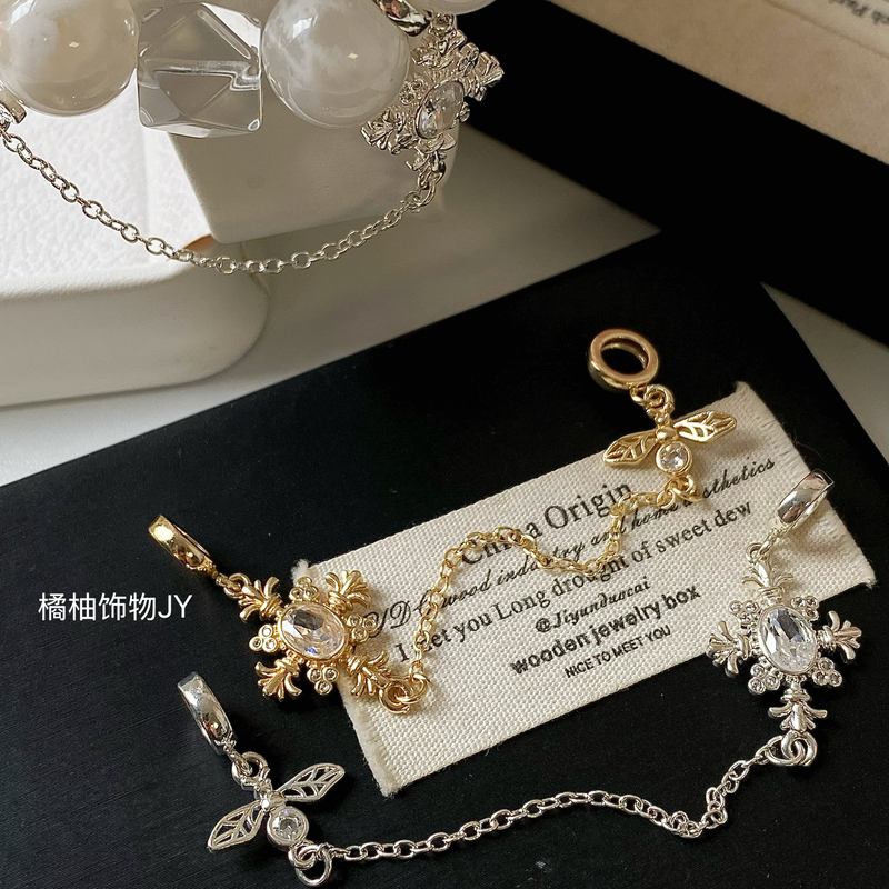 Orange and Grapefruit Ornaments Crystal DIY Accessories Bracelet Pattern Zircon Cross Chain Accessories Exquisite Niche Jy1848