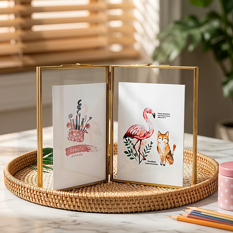 German Craftsmanship Air-Dried Flower Glass Photo Frame European-Style Creative Display Stand Brass Frame Picture Frame Double Frame Wedding Plant Specimen German Craftsmanship Air-Dried Flower Glass Photo Frame European-Style Creative Display Stand Brass Frame Picture Frame Double Frame Wedding Plant Specimen