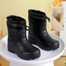 Winter rain boots plus velvet high-top winter waterproof and warm men and women same style foam one-piece cotton shoes non-slip ultra-light pouring