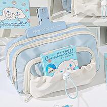 Three-layer large-capacity window pencil case new style girls simple pencil case girl version primary school junior high school