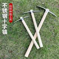 Outdoor cross pick for digging bamboo shoots special hoe for digging tree roots multi-purpose pick for digging wild vegetables stainless steel cross pick recommended knife