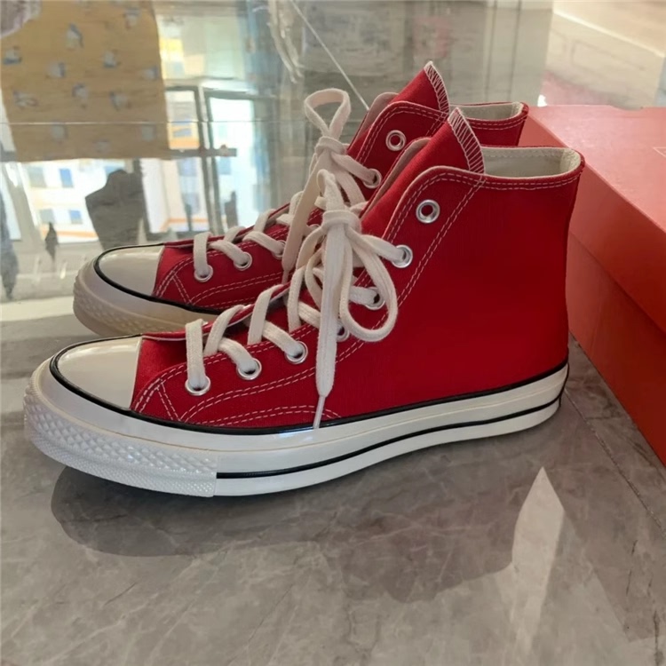 1970S Christmas Red Enamel Red High-Top All-Black Canvas Sneakers for Men and Women 164944C 170049C