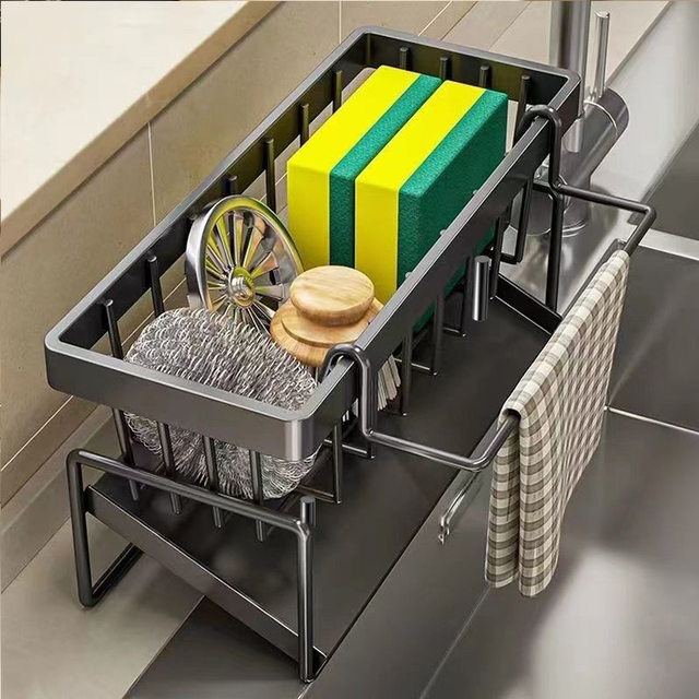 New Kitchen Storage Rack, Cloth Rack, Storage and Draining Rack, Faucet Sink Dishwashing Sponge and Steel Wool Ball Rack Wholesale