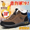 Paul Camel Winter Men's Shoes with Fleece Lining, Thickened for Cold Protection, Warm Work Shoes, Outdoor Non-Slip High-Top Cotton Shoes, Snow Boots