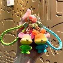 Cartoon Creative Rainbow Candy Bear Rabbit Keychain School Bag Pendant Cute Resin Doll Car Keychain Gift Pendant