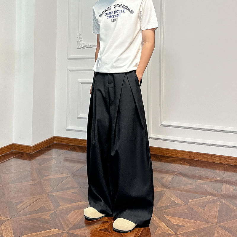 Graydreams High-End Straight-Leg Commuter Trousers for Men, Lazy Style Loose Wide-Leg Drape Casual Scimitar Pants for Women