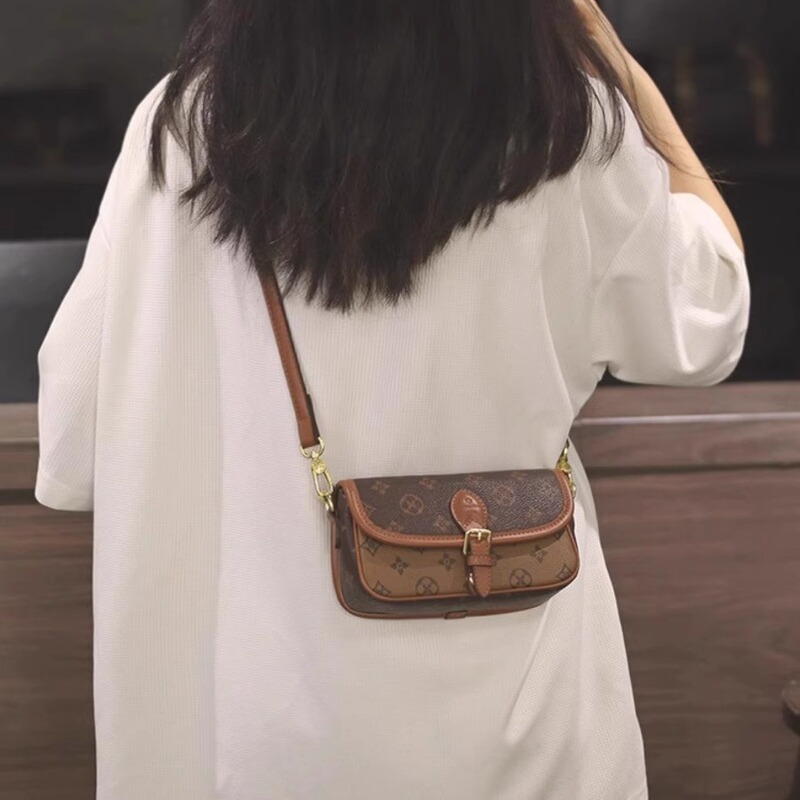 Mk Small Bag for Women, Light Luxury, High-End Feel, Printed Underarm Small Square Bag, Versatile Genuine Leather Shoulder Crossbody Bag for Women