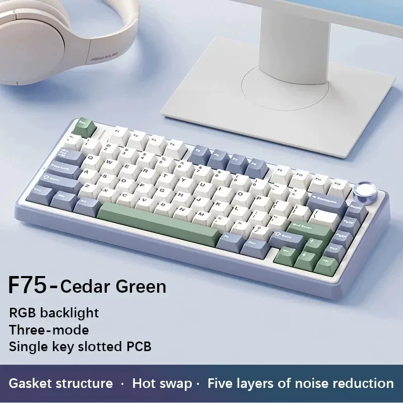 Клавиатура с механикой Wolf Spider F75 RGB в три режима поддерживает беспроводное Bluetooth-ключевая для игр