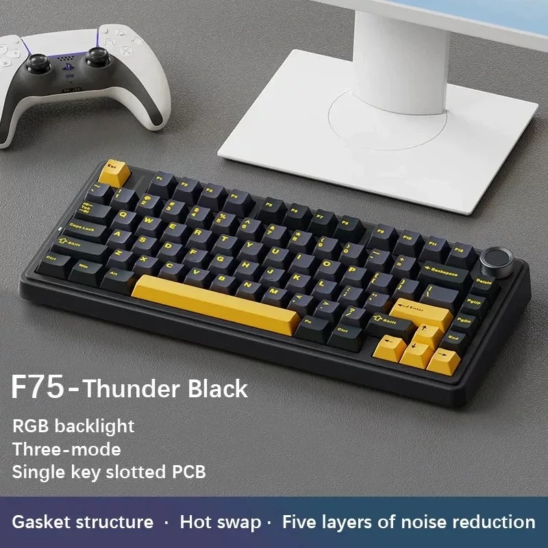Клавиатура с механикой Wolf Spider F75 RGB в три режима поддерживает беспроводное Bluetooth-ключевая для игр