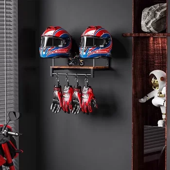 Motorcycle helmet rack wall mounted storage rack