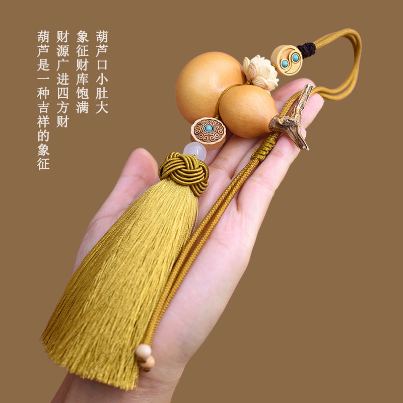 天然葫芦挂件门对门门口大门对客厅卧室玄关金色流苏莲花财源挂饰-Taobao