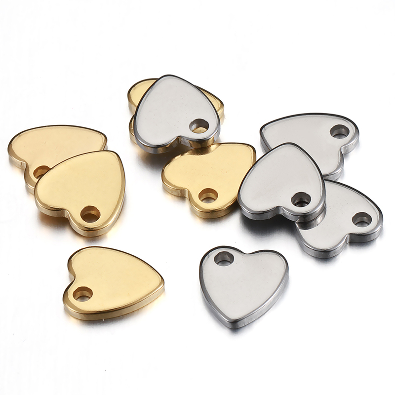 Color-Preserving Stainless Steel Heart Pendant, Non-Fading Charm, DIY Handmade Bracelet, Necklace, Jewelry, Hanging Ornament Making Accessories
