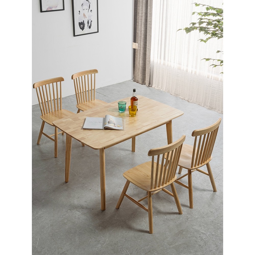 北欧轻奢北欧实木餐桌椅组合吃饭桌子家用餐厅现代简约长方形小户