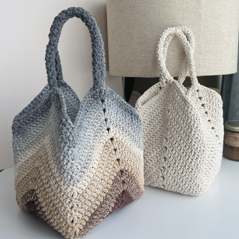 Handmade Crochet DIY Hollow Cotton and Linen Thread Gradient Color Vegetable Basket Shopping Bag Yarn Material