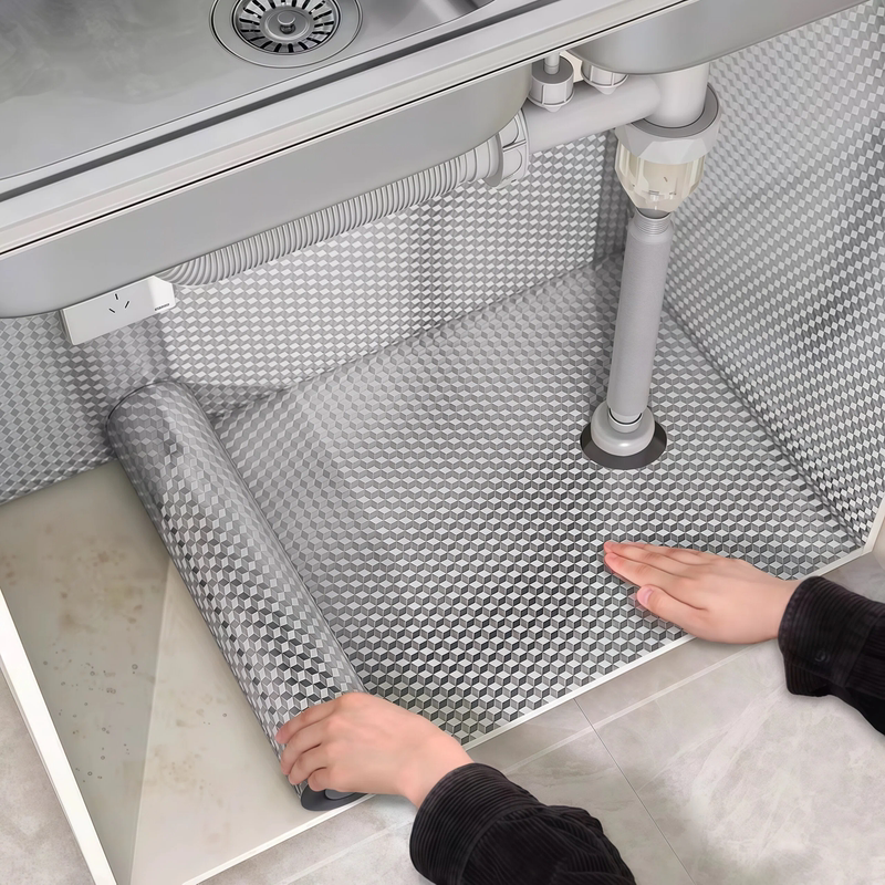 Japanese Imported Kitchen Sink Waterproof Sticker, Cabinet Oil-Proof Mat, Fireproof, High Temperature Resistant, Mildew-Proof Aluminum Foil Paper, Thickened