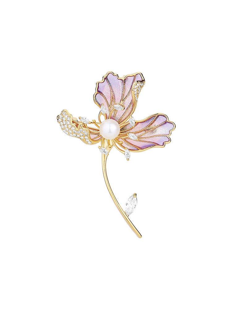 Abenheart Danish Iris Brooch Pearl Luxury Corsage Elegant Niche Design Pin High-End Gift