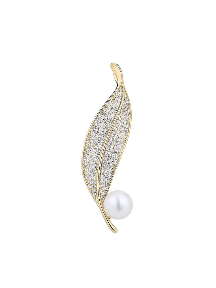 Abenheart Danish Pearl Leaf Brooch Women's Accessories Brooch Anti-Exposure Fashion Luxury Jewelry Pin Gift