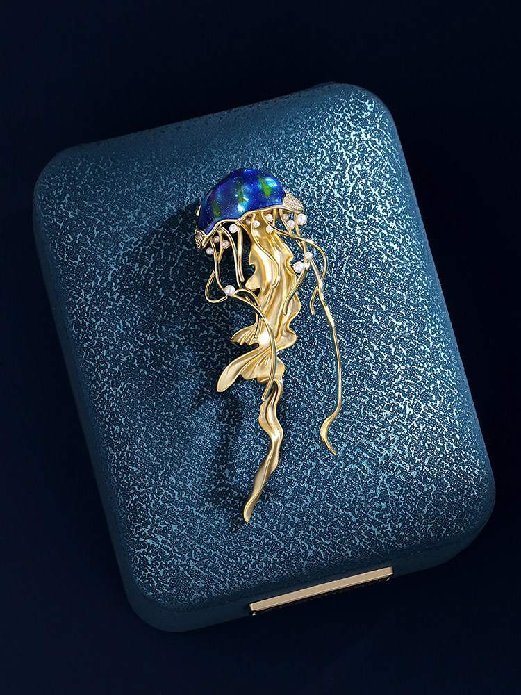 Abenheart Danish Xiyue Blue Brooch Jellyfish High-End Women's Brooch Accessory Exquisite Light Luxury Niche Brooch