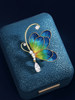 Abenheart[Intangible Cultural Heritage]Blue Butterfly Dream Brooch High-End Women's Brooch Niche Design Velvet Flower Pin Gift
