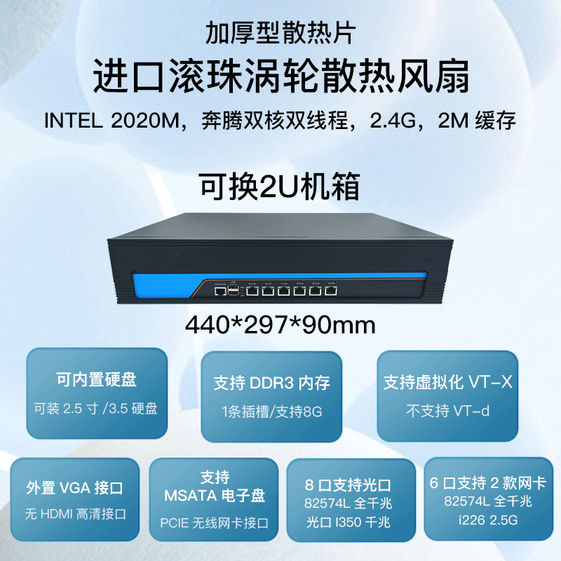Feisuxun 6-Port 8-Port 2020m Soft Router with 10g Optical Port Industrial Control Computer Enterprise Router 2.5g Network Card 1U2U Router X86