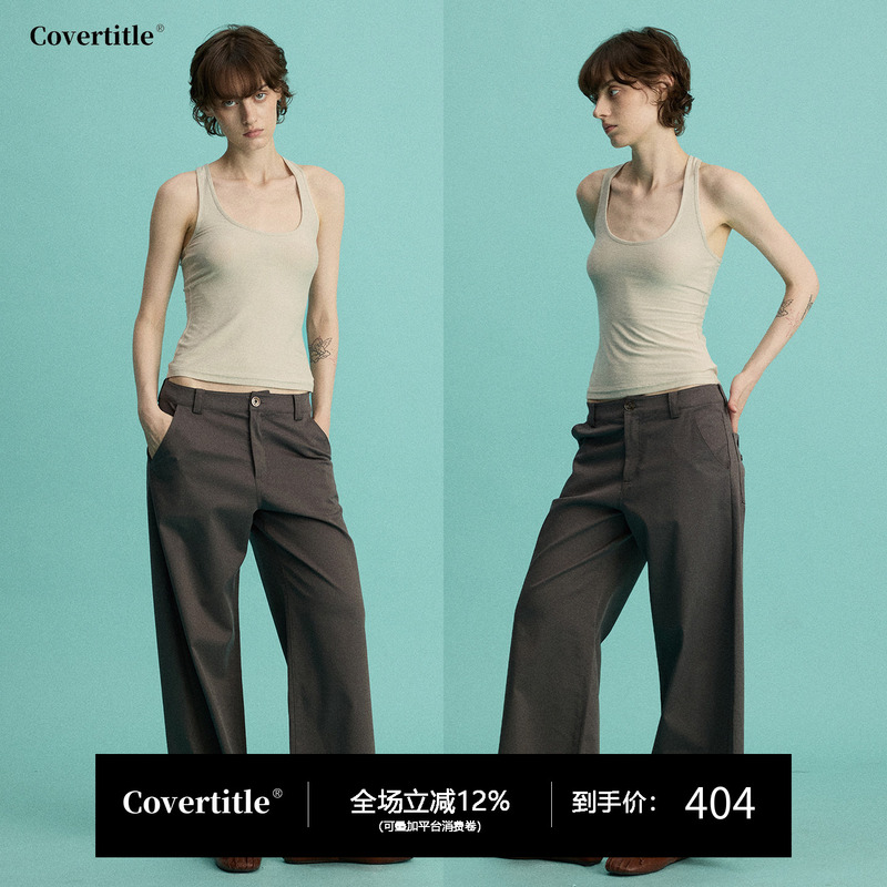 Covertitle Retro Relaxed Fit Commuter Nine-Point Wide-Leg Suit Casual Pants Covertitle Retro Relaxed Fit Commuter Nine-Point Wide-Leg Suit Casual Pants