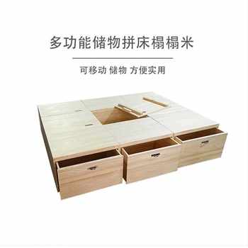 Tatami wooden box bed solid wood bed widened splicing bed plate-type bed bay window floor cabinet storage storage box