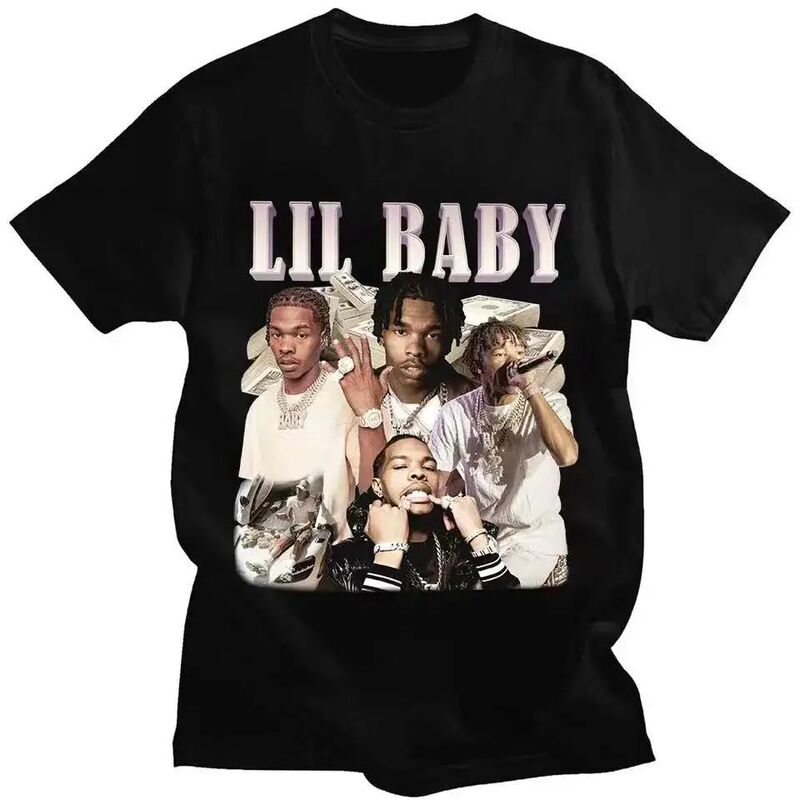 Hip Hop Rapper Lil Baby T Vintage Graphic Tee Oversized Cott