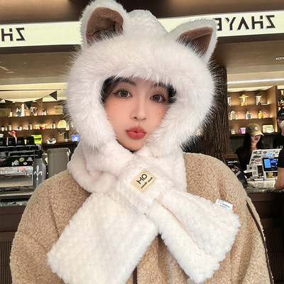 度步者新款韩国帽子女防晒二件套