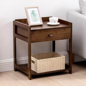Removable small bedside table storage rack simple modern solid wood bedroom bedside cabinet storage rack storage cabinet table
