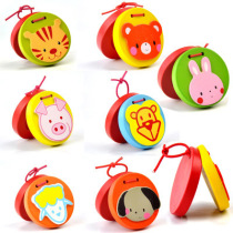 Cross-border childrens cartoon animal Orff castanets musical instruments cartoon round childrens enlightenment slap board