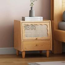 k solid wood retro French bedside table internet celebrity home storage table rattan bedroom small cabinet bedside storage cabinet