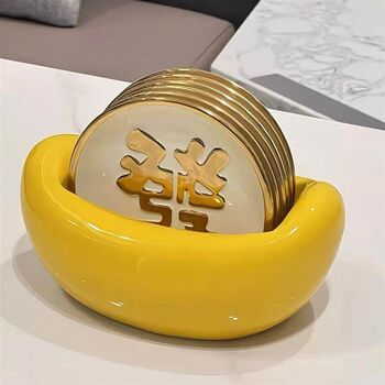 New Year Fruit Plate, Ceramic Fortune Plate, Fruit Candy Nut Plate, Kitchen Dish Plate, Dining Table Plate for Leftovers and Bones