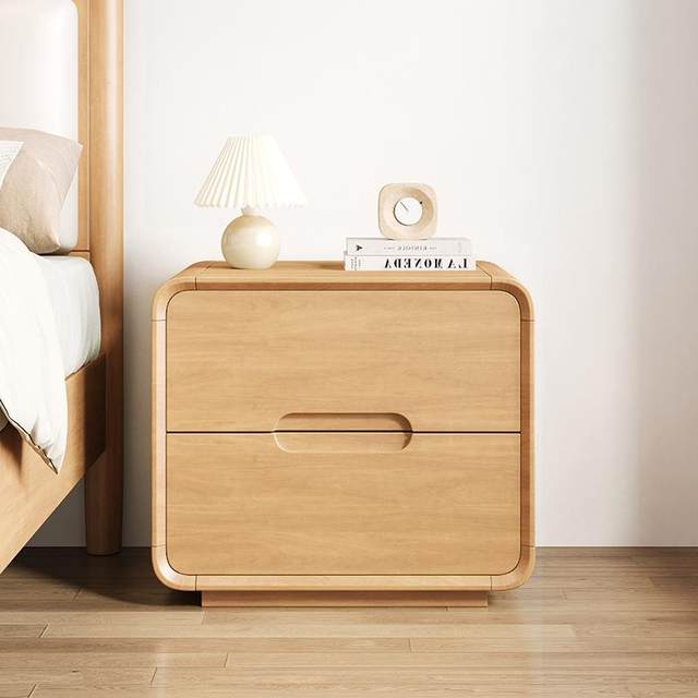 Bedside table full solid wood Nordic Japanese floor-standing bedside storage cabinet modern simple log small complete narrow cabinet