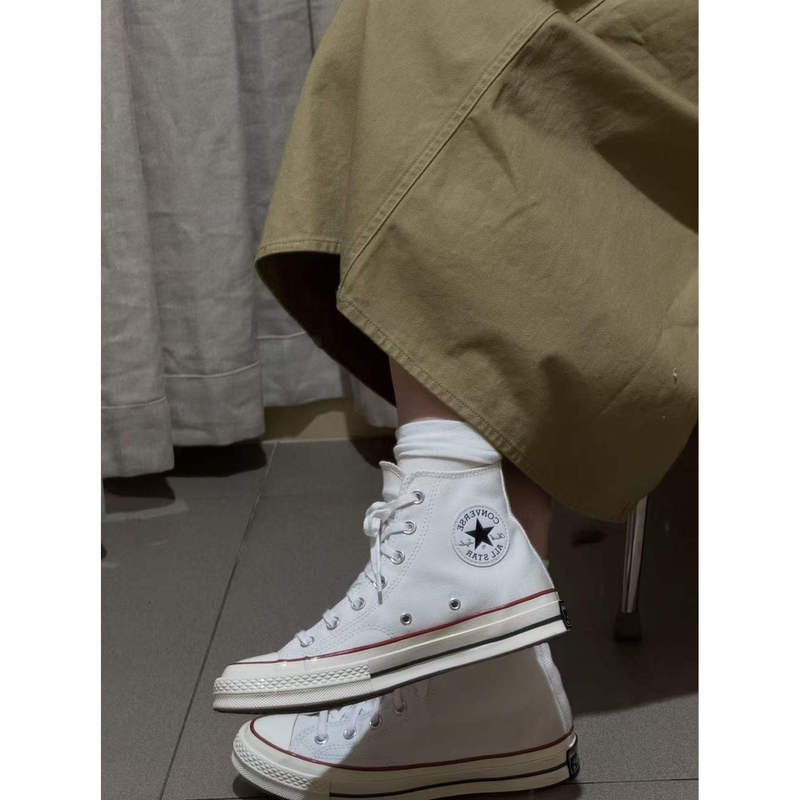 Converse Men's and Women's White Shoes 1970S Three-Star Logo Classic Retro Sports Canvas Sneakers 162056C